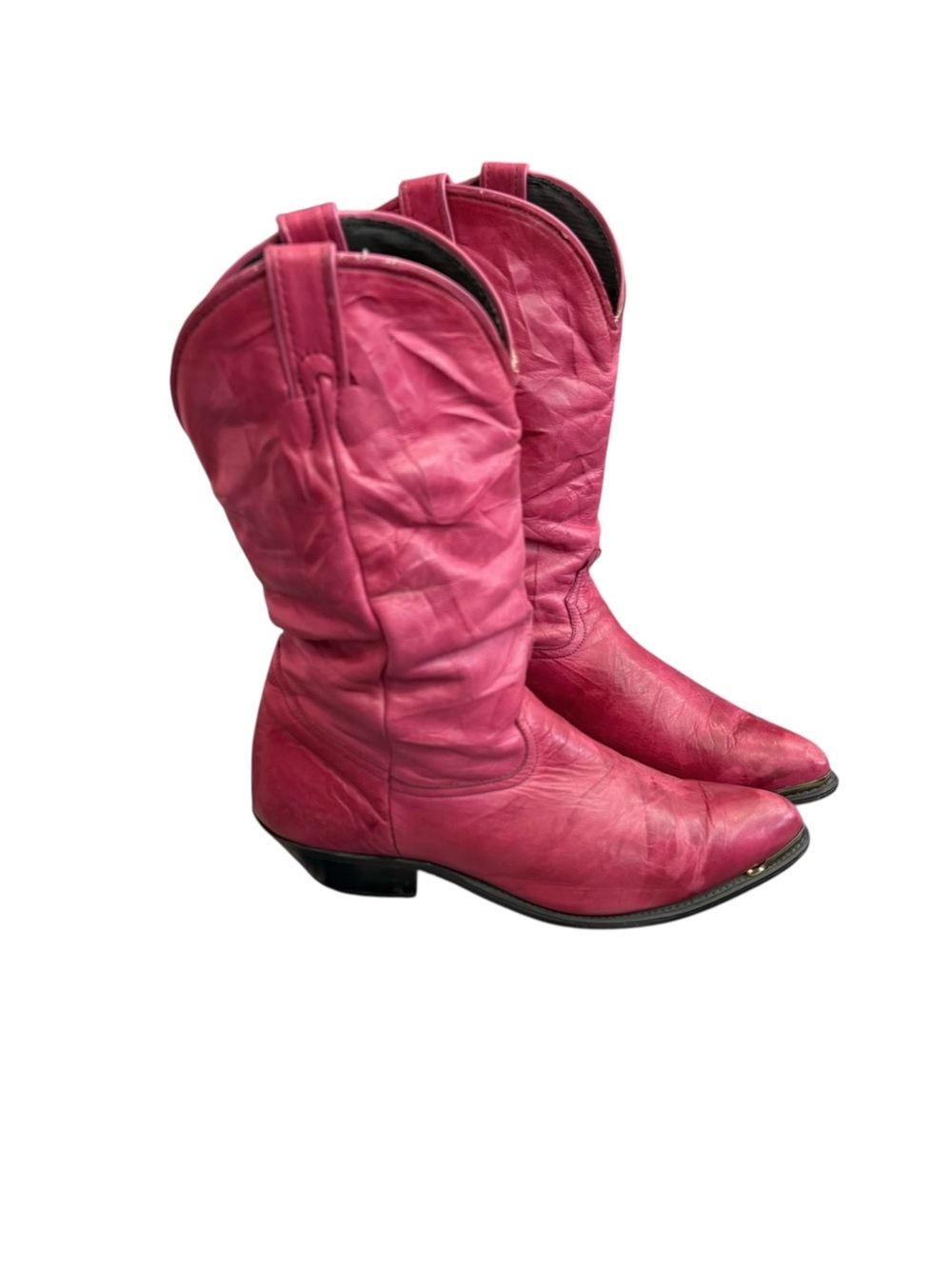 Laredo Hot Pink Leather Mid-Calf Cowboy Boots